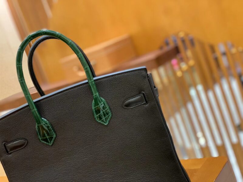 爱马仕 Birkin 30cm 三拼皮三拼色 尼罗鳄鱼皮拼山羊皮 原版蜜蜡线 现货 - Image 7