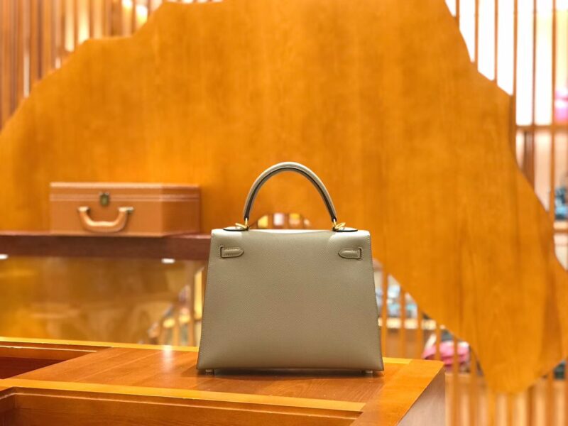 爱马仕 Kelly 25cm 银河灰 金扣 掌纹牛皮 全手工缝制 - Image 3