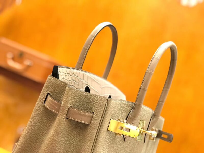 爱马仕 Birkin Touch 30cm 斑鸠灰 一级鳄鱼皮拼Togo牛皮 原版蜜蜡线 顶级手工 - Image 6