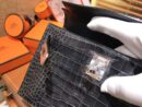 爱马仕 MiniKelly 迷你凯莉 石墨黑 一级美洲鳄鱼皮 顶级手缝蜡线 银扣 19cm 2代