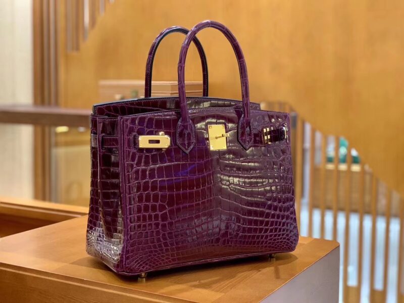 爱马仕 Birkin 30cm 海葵紫 尼罗鳄鱼皮 金扣 原版蜜蜡线 顶级手缝 现货 - Image 2