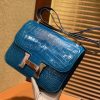爱马仕 Constance 23cm 伊滋密尔蓝 一级尼罗鳄鱼皮 顶级手缝工艺 金扣