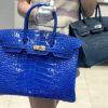 爱马仕  Birkin铂金包 电光蓝 亮面美洲鳄鱼皮 金扣 35cm
