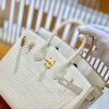 c9604289b357594.jpg 爱马仕 Birkin 铂金包 羊毛白 一级皮 尼罗鳄鱼皮 臻品级别 金扣 25cm