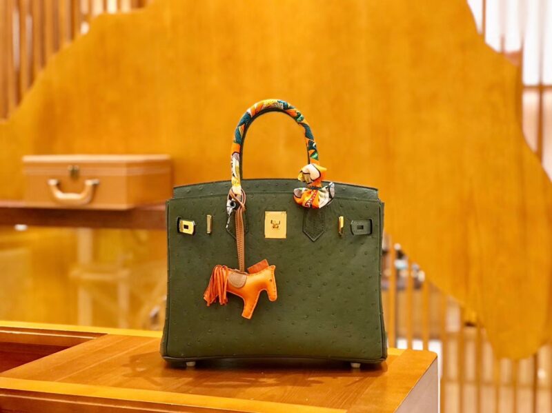 爱马仕 Birkin 30cm 丛林绿 金扣 南非KK级鸵鸟皮 全手工缝制