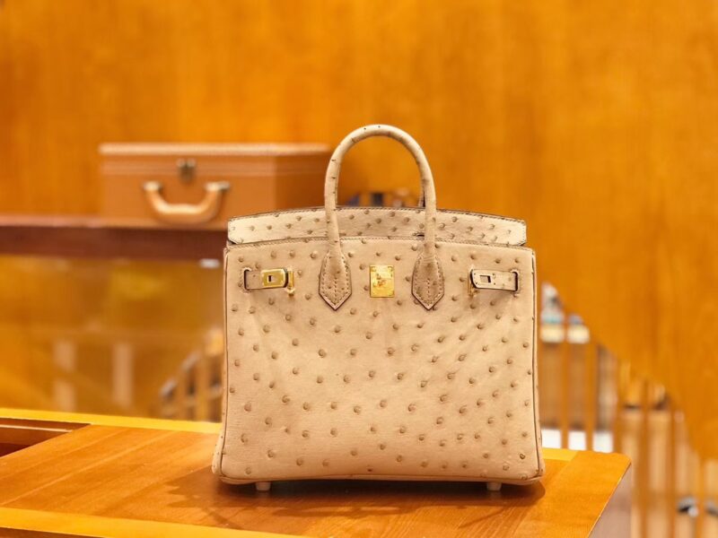 爱马仕 Birkin 25cm 鸵鸟皮 奶粉色 全手工缝制 现货