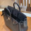 爱马仕 Birkin 铂金包 锡器灰 仿蜥蜴皮 银扣 25cm