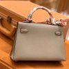 爱马仕 Mini kelly 迷你凯莉 沥青灰 掌纹小牛皮 全手工缝制 臻品级别 银扣 19cm 现货