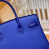 爱马仕 Birkin Touch 铂金包 琉璃蓝 鳄鱼皮拼德国togo牛皮 全手工缝制 金扣 30cm