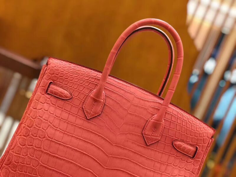 爱马仕 Birkin 30cm 龙虾粉 杜鹃粉 尼罗鳄鱼皮 金扣 原版蜜蜡线 顶级手缝 现货 - Image 4