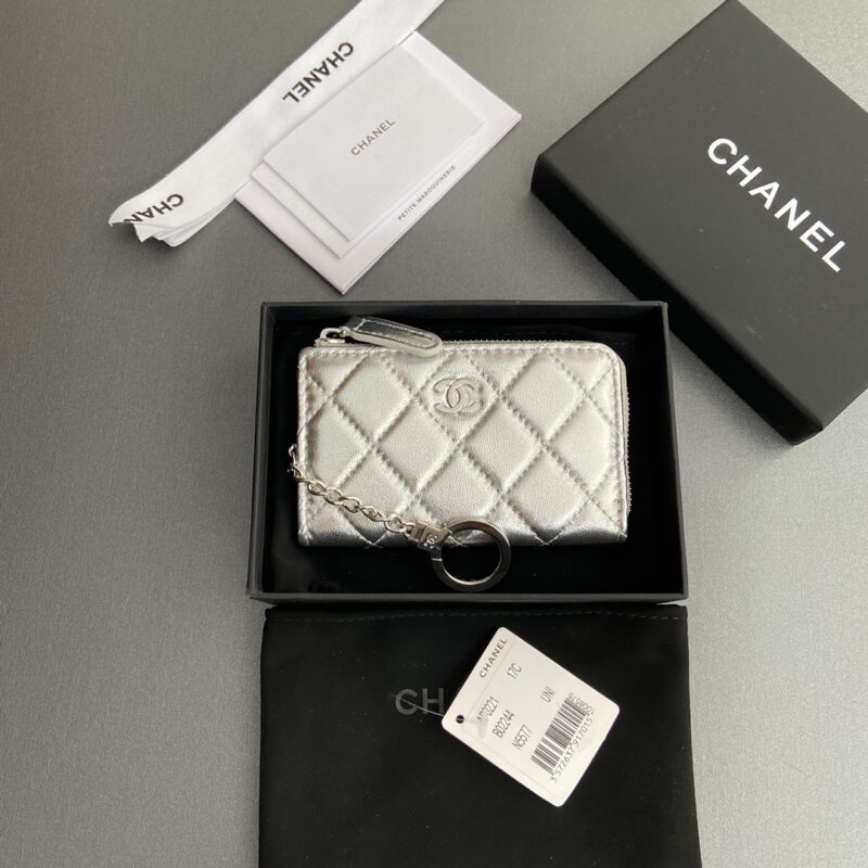 Chanel AP0224零钱包银色小羊皮银扣免检版 - Image 3