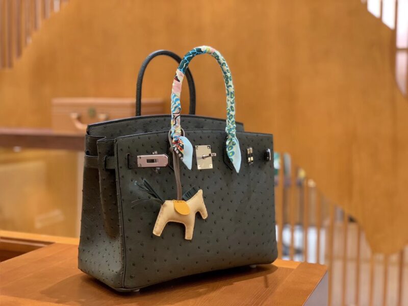 爱马仕 Birkin 30 鸵鸟皮 锡器灰 全手工缝制 - Image 2