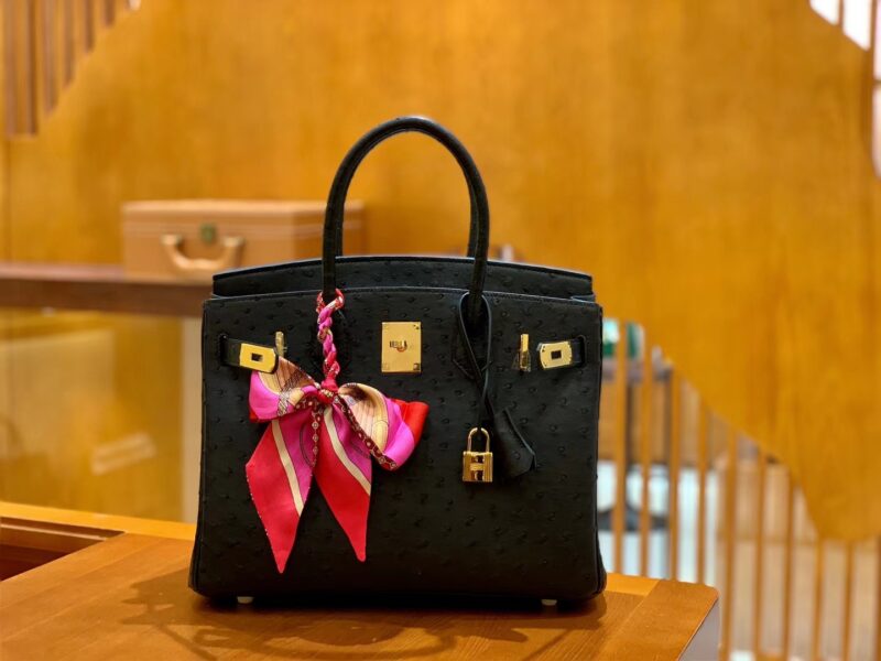爱马仕 Birkin 30 南非kk级鸵鸟皮 经典黑 金扣 原版蜜蜡线