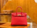 爱马仕 Birkin 30cm 大红色 Togo小牛皮 金扣 原版蜜蜡线 顶级手工缝制