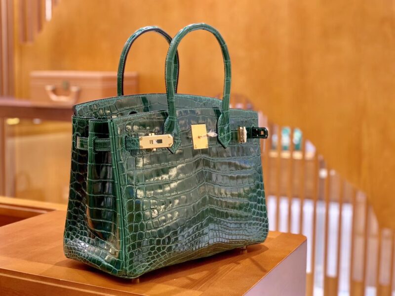 爱马仕 Birkin 铂金包 孔雀绿 一级皮 尼罗鳄鱼皮 臻品级别 金扣 30cm - Image 2