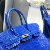 爱马仕  Birkin铂金包 电光蓝 亮面美洲鳄鱼皮 金扣 35cm