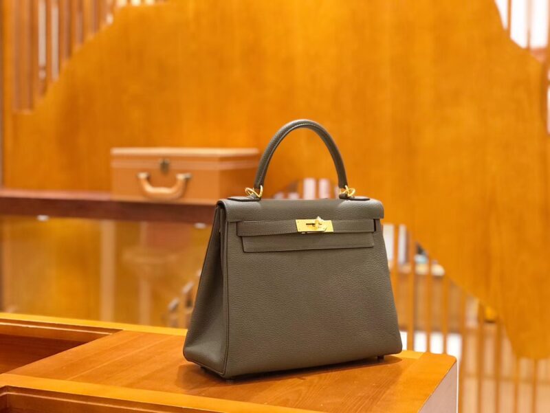 爱马仕 Kelly 28cm togo 牛皮 锡器灰 金扣 全手工缝制 现货 - Image 2