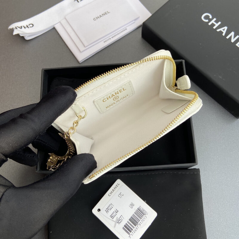 Chanel AP0221零钱包白色漆皮金扣免检版 - Image 6