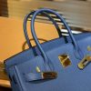 爱马仕 Birkin铂金包 明蓝色 德国进口小牛皮 顶级品质全手工缝制 金扣 30cm