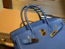 爱马仕 Birkin铂金包 明蓝色 德国进口小牛皮 顶级品质全手工缝制 金扣 30cm
