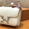 爱马仕 康斯坦 Constance 空姐包 奶昔白 德国进口牛皮 全手工缝制 银扣 24cm