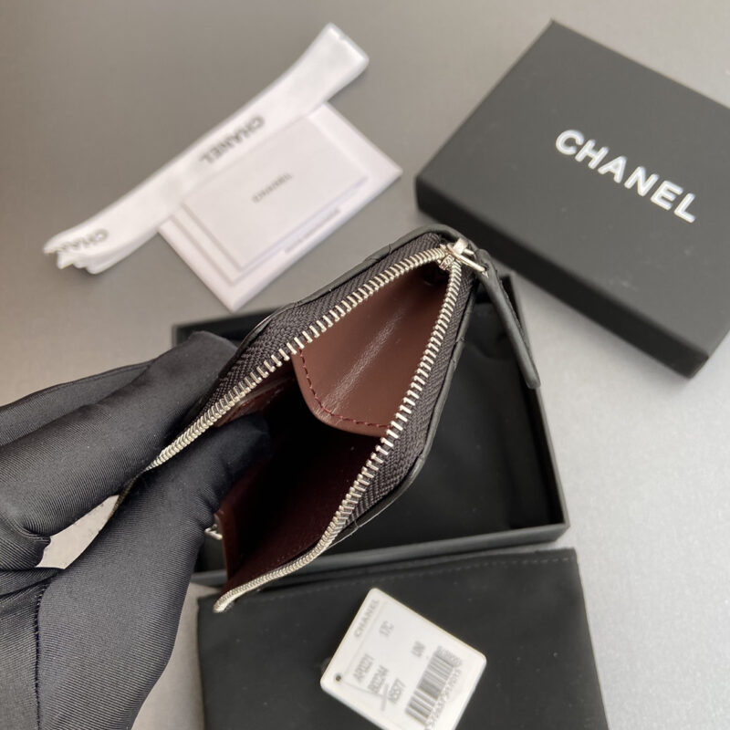 Chanel AP0222零钱包黑色小羊皮银扣免检版 - Image 9