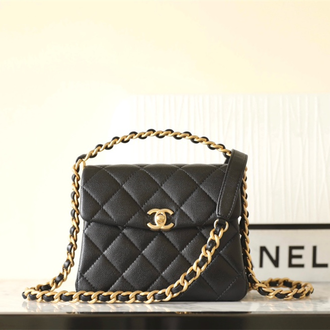 Chanel 24S系列AS4472黑色球纹牛皮单肩包免检版