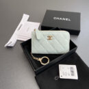 Chanel AP0223零钱包蓝色鱼子酱金扣免检版