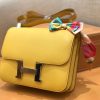 爱马仕 康斯坦 Constance 空姐包 琥珀黄 德国进口牛皮 全手工缝制 银扣 24cm