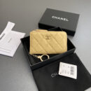 Chanel AP0223零钱包黄色鱼子酱金扣免检版