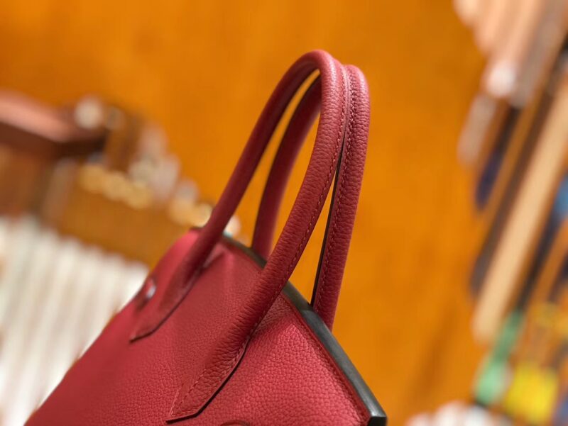 爱马仕 Birkin 30cm 石榴红 Togo小牛皮 银扣 原版蜜蜡线 顶级手工缝制 - Image 6