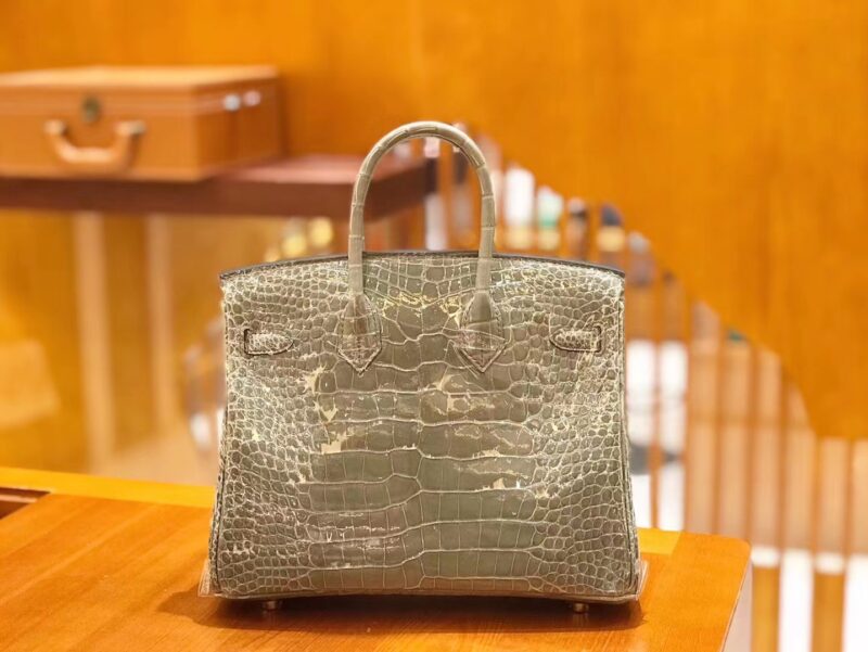 爱马仕 Birkin 25cm 一级美洲鳄鱼皮 81斑鸠灰 高定工序版本 全手工缝制 - Image 2