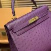 爱马仕 Kelly 28cm 海葵紫 南非进口鸵鸟 顶级手缝工艺 金扣