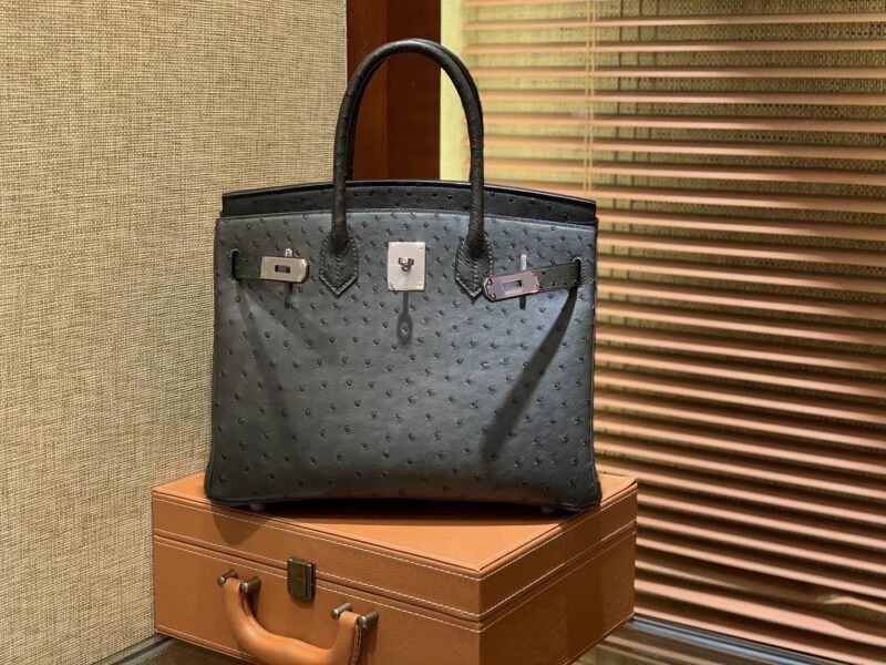 爱马仕 Birkin 30cm 松柏绿 南非进口鸵鸟皮 顶级手缝工艺 金扣