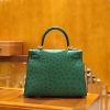 爱马仕 Kelly 28cm 丝绒绿 金扣 南非kk级鸵鸟皮 原版蜜蜡线 顶级手工缝制