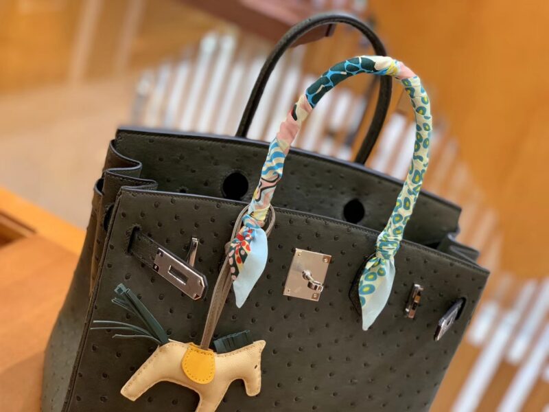 爱马仕 Birkin 30 鸵鸟皮 锡器灰 全手工缝制 - Image 5