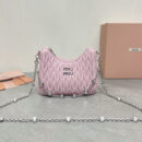 miumiu缪缪*5BH211单肩包粉色水晶链条肩带免检版