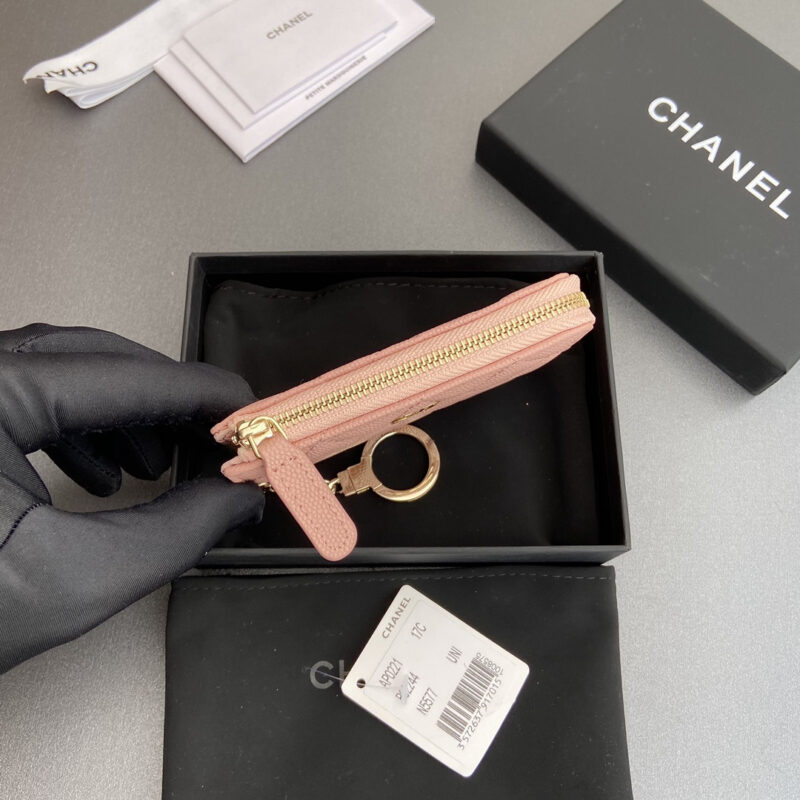 Chanel AP0223零钱包粉色鱼子酱金扣免检版 - Image 6