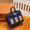 爱马仕 Birkin 20cm 限量版小房子 宝蓝色 Epsom拼鳄鱼皮 顶级全手缝工序