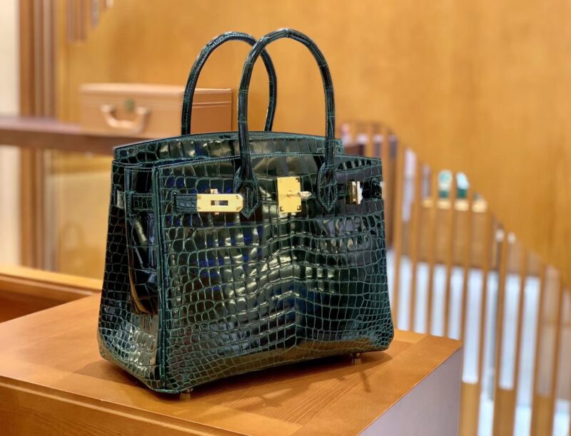 爱马仕 Birkin 30cm 祖母绿 金扣 一级皮湾鳄鱼皮 臻品级别 - Image 6