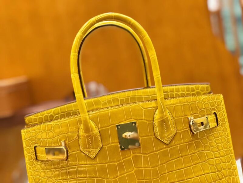 爱马仕 Birkin 30cm 琥珀黄 一级野生湾鳄 金扣 原版蜜蜡线 顶级手缝 - Image 4