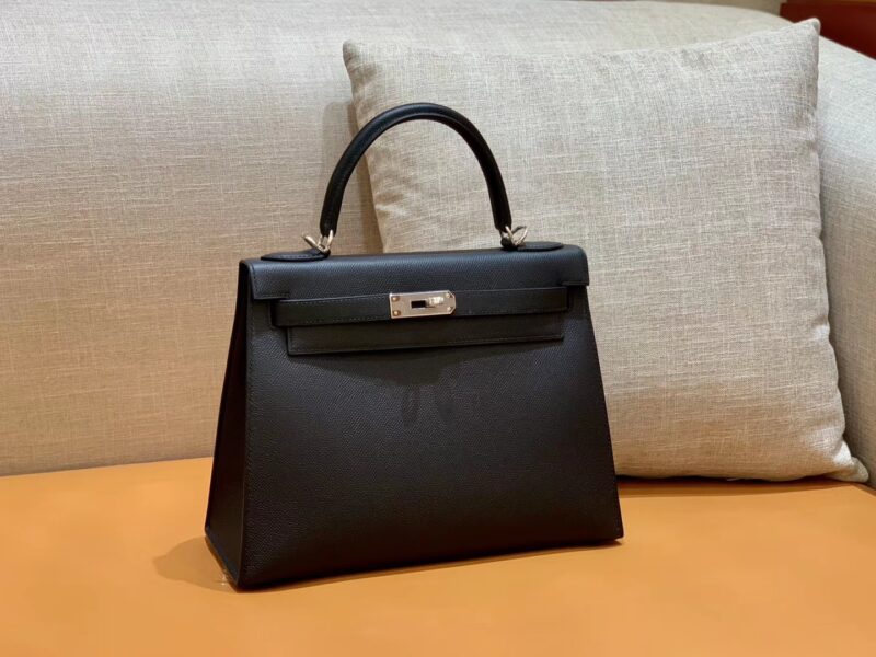 爱马仕 Kelly 凯莉包 掌纹牛皮 经典黑 银扣 28cm 全手工 现货 - Image 2