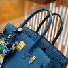 爱马仕 Birkin 铂金包 靛蓝 祖母蓝 Touch 鳄鱼皮拼牛皮 金扣 30cm