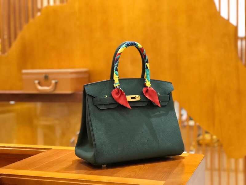 爱马仕 Birkin 30cm 松柏绿 Togo小牛皮 金扣 原版蜜蜡线 顶级手工缝制 - Image 2