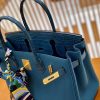 爱马仕 Birkin 铂金包 靛蓝 祖母蓝 Touch 鳄鱼皮拼牛皮 金扣 30cm