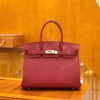 d744e59b19dccb2.jpg 爱马仕 Birkin 30cm 石榴红 Togo小牛皮 银扣 原版蜜蜡线 顶级手工缝制