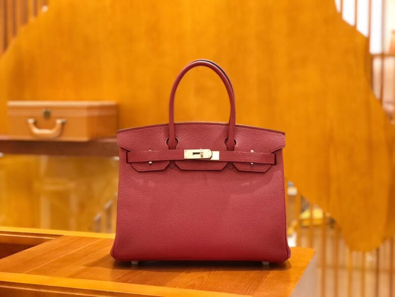 爱马仕 Birkin 30cm 石榴红 Togo小牛皮 银扣 原版蜜蜡线 顶级手工缝制