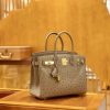 爱马仕 Birkin 30cm 大象灰 金扣 鸵鸟皮 全手工缝制 现货