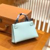 爱马仕 Mini Kelly 19cm 微风蓝 金扣 新增现货