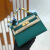 爱马仕 Mini Kelly 二代 19cm 进口掌纹牛皮 Z6孔雀绿 全手工缝制 高订鳄鱼工序